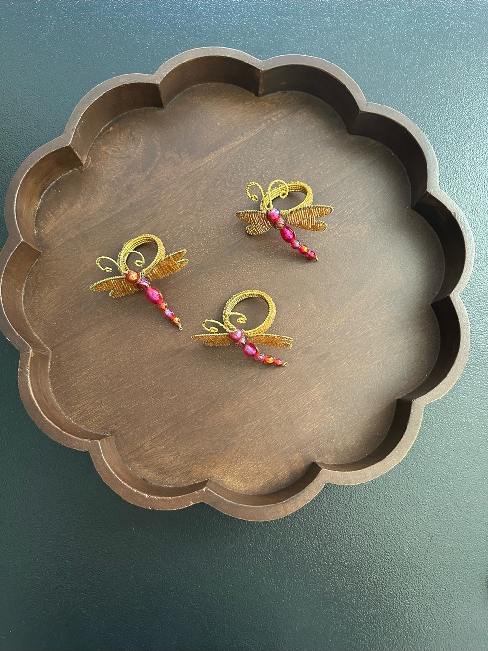 Pier 1 Beaded Dragonfly Napkin Rings ~ Set of 3